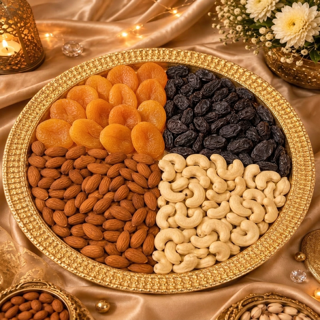 Masatta dry fruit tray illustrative gift packaging